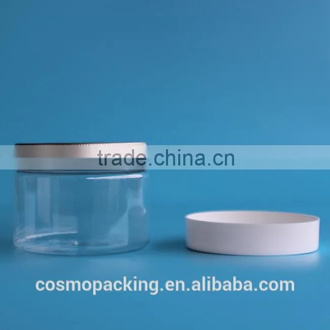 150ml 5 oz plastic pet cosmetic jar with aluminum lid