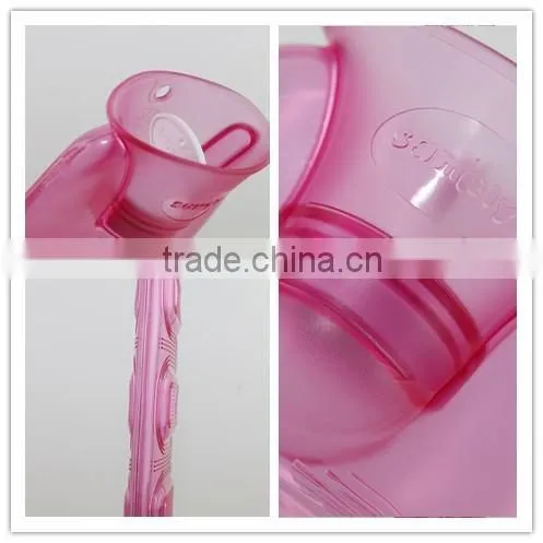 Long PVC hot water bottle with cute cover green 2000ml anti-scald