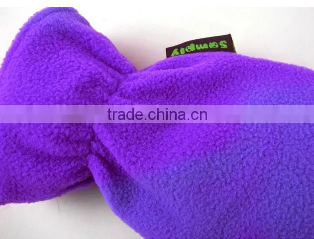 Hot purple fleece covered PVC warm water bottle slender size