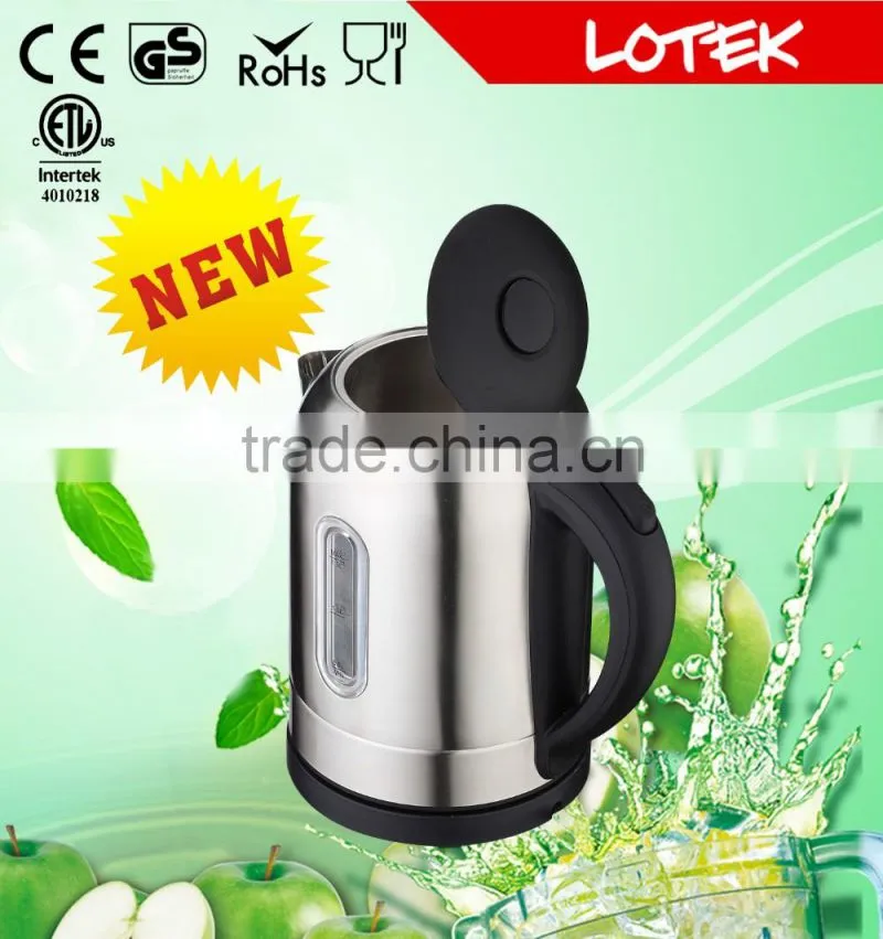 home appliance striking blue LED secure clik on lid stainless steel electric kettle