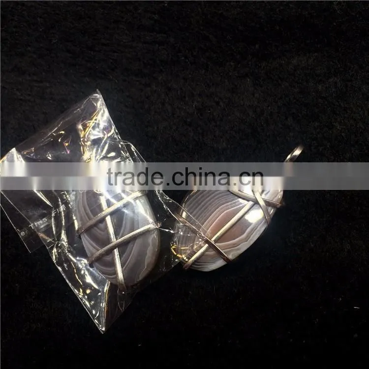 Natural Agate Stone Necklace Wiring Crystal Pendant