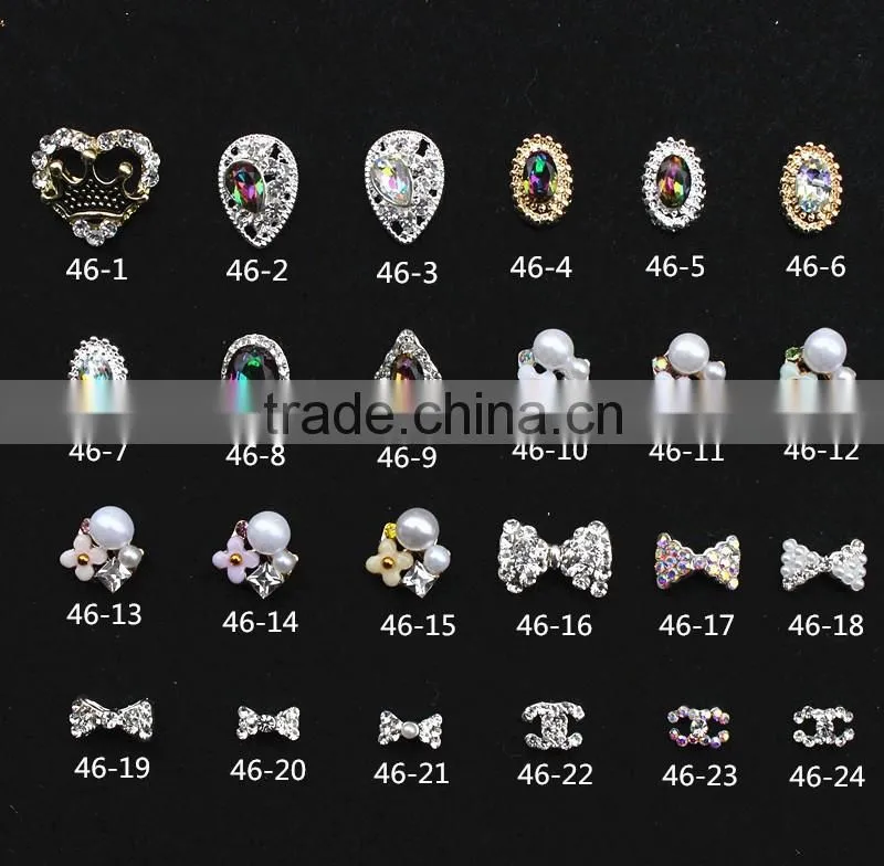 new design big stone pearl flower butterfly bow finger nail rhinestone jewelry