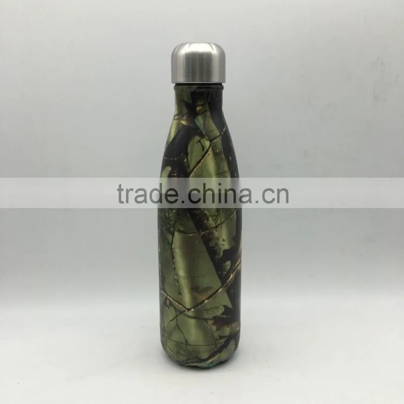 500ml Stainless steel bottle insulated bottle/ vacuum water drinking bottle leaf air transfer