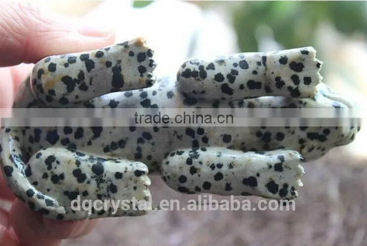 hand carved funny dot stone crystal leopard animals figurine