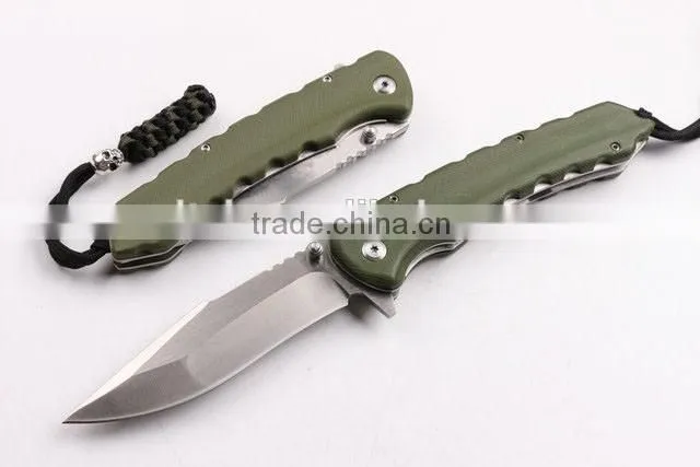 OEM D2 high speed steel blade with army green G10 handle knife