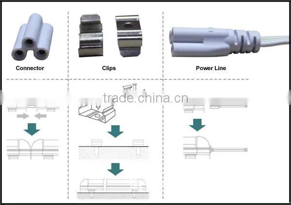 Integrated LED T8 Tube 4ft/5ft/6ft/8ft T8 20~44W V shape led tube light Integrated led cooler light Cooler