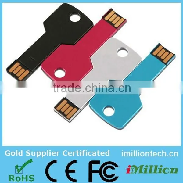Silver 4GB Metal Key Shaped USB 2.0 Flash Drive, Golden key drive memory 4gb, Mini Metal Traveller Key