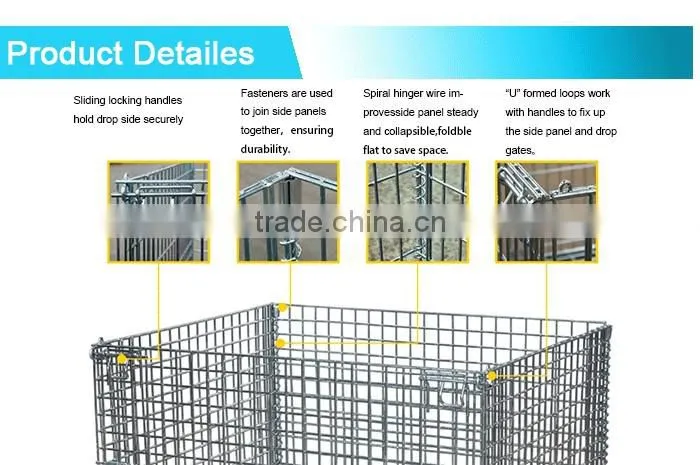 Folding steel wire mesh cage folded storage container