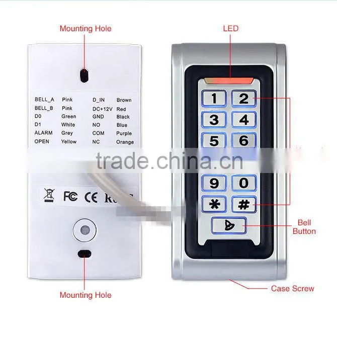 Standalone RFID Door Access Keypad RFID access control with IP68 waterproof (CE FCC Rohs)