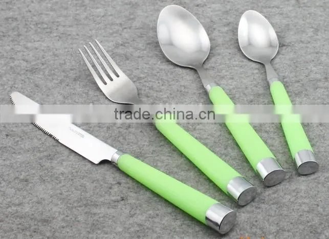4pcs set stainless steel cutlery with plastic handle
