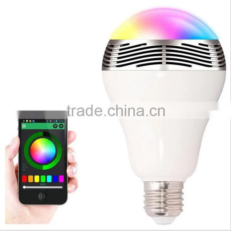 Smart Bluetooth LED Light Bulbs Wireless Control Speaker Smart Music Audio Speaker LED RGB Color Bulb Light Lamps