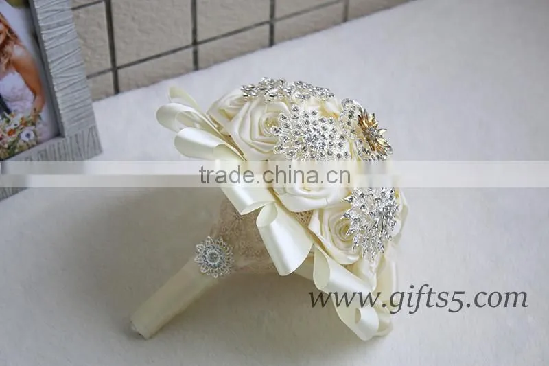 Custom Stunning Immortal Ribbon Rose Wedding Bouquets