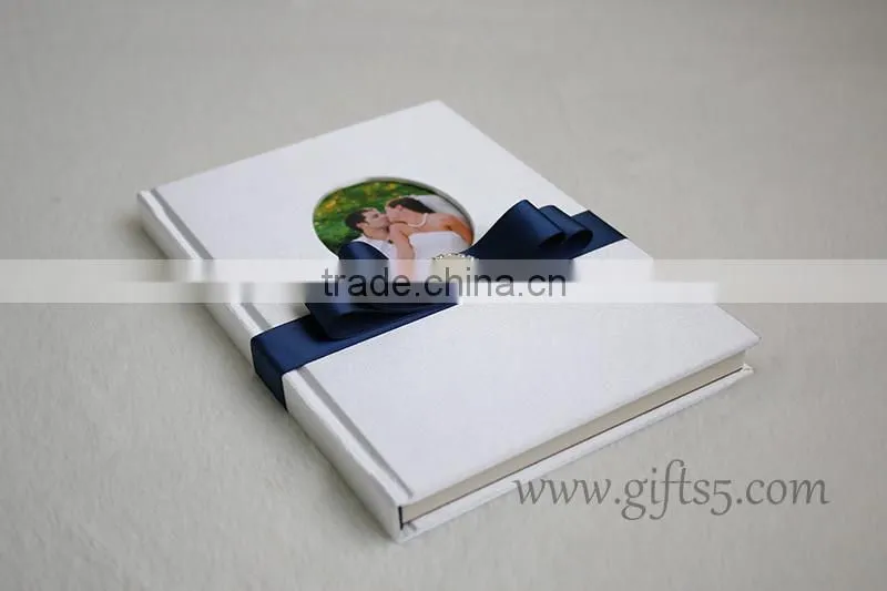 Wedding Guest Books with silk cover and ribbon