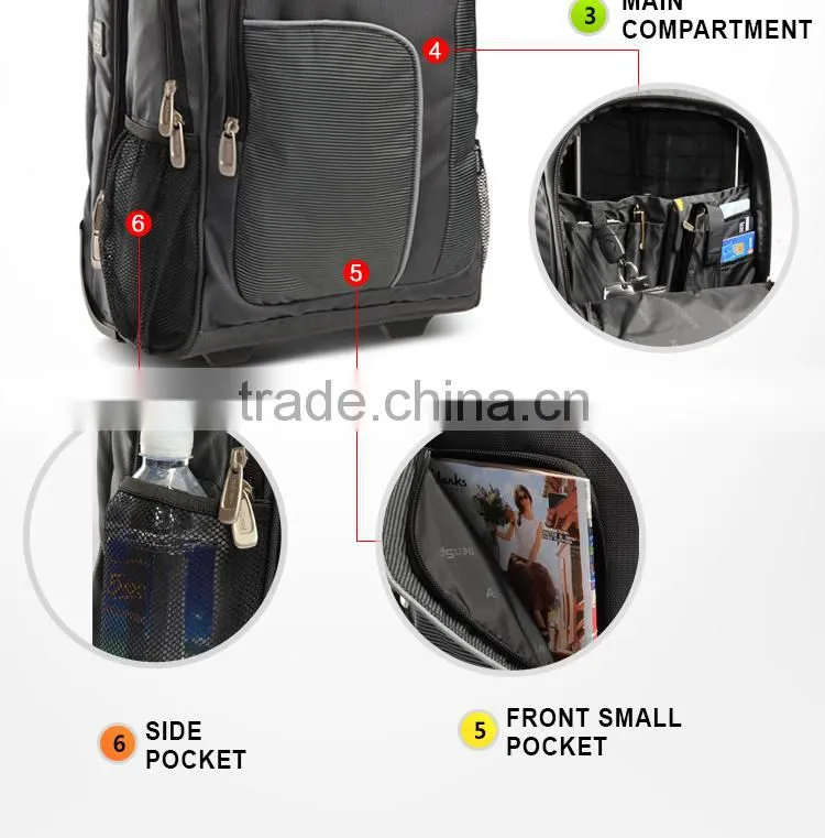 2016 new arrival laptop trolley backpack with high quality