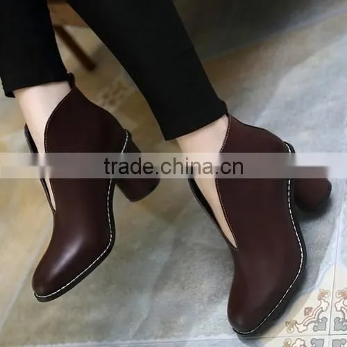2016 black thick heel ankle boots wood heel ankle boots PJ4392