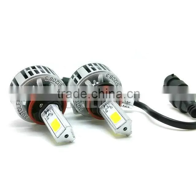 Universal Car Headlights 36W 3COB 3300LM LED H8 H9 H11 6000K White 3000K Yellow Amber LED COB Headlamp