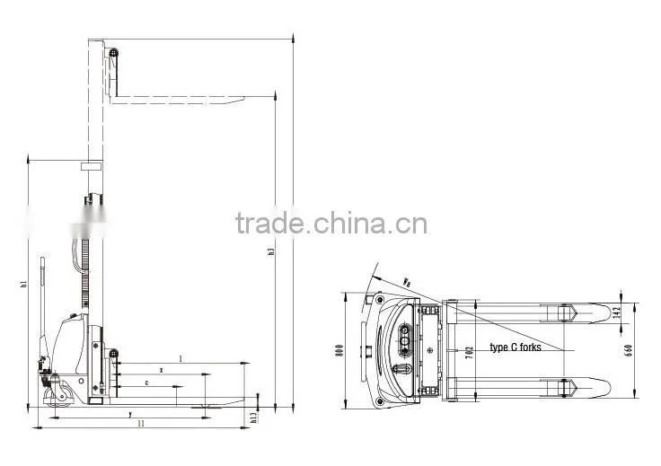 2.0 ton semi electric straddle stacker