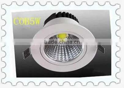 High brightness 5W7W Aluminum+glass optical lenses COB LED downlight