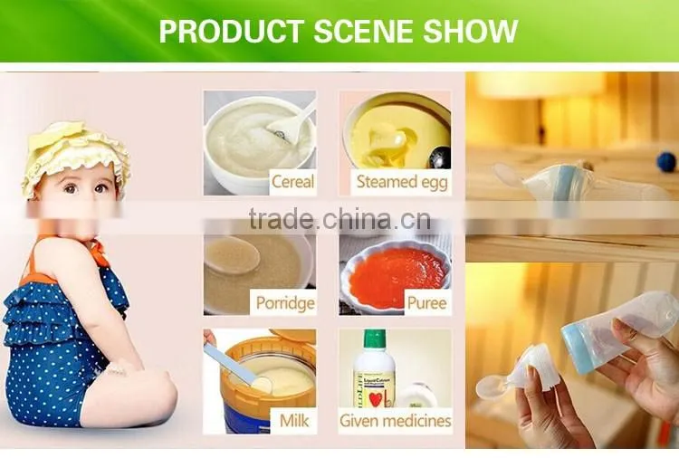 90ml Food Grade Soft Silicone Baby Rice Cereal Spoon Feeding Bottle Squeezing Pacifier