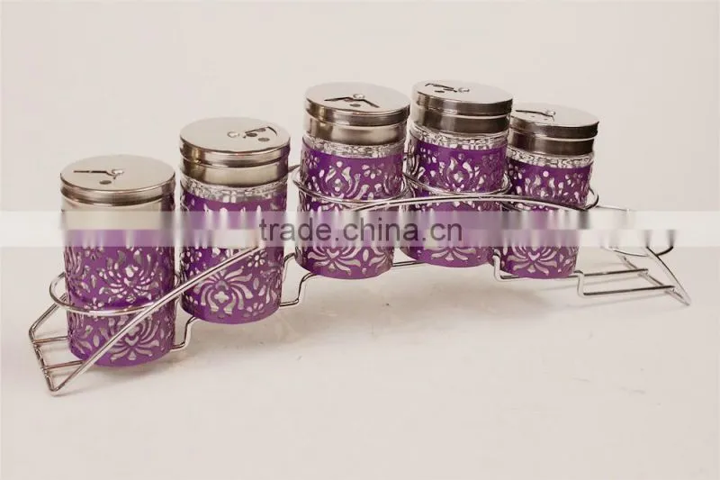 S/6 arts design base glass spice jar set