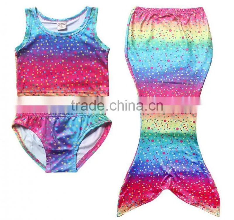 Hot Kids Girls Mermaid Tail Swimmable Bikini Set Swimsuit Swimming Costume