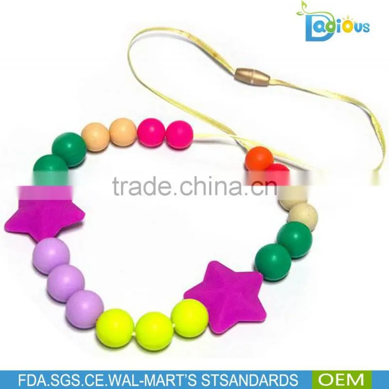 OEM Service BPA Free Food Grade Silicone teething toys Baby Teething Necklace Wholesale