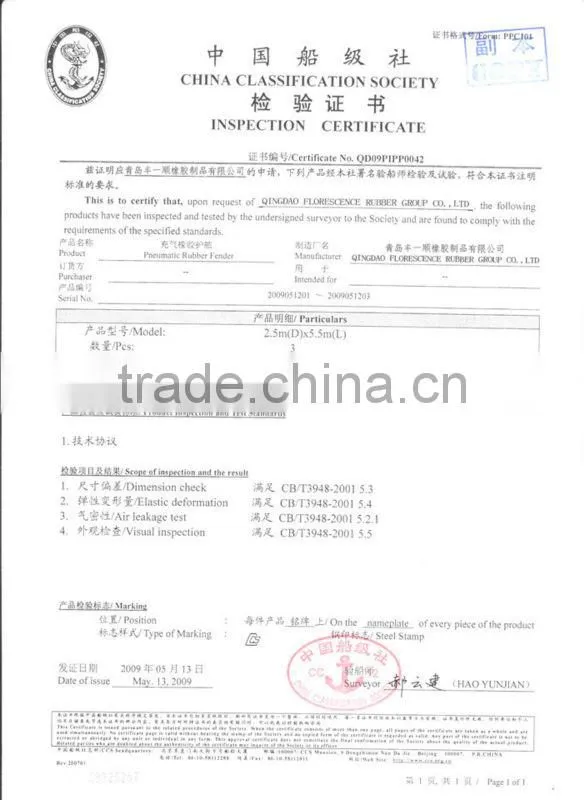 Pneumatic Ship Rubber Fenders with chain and tire net