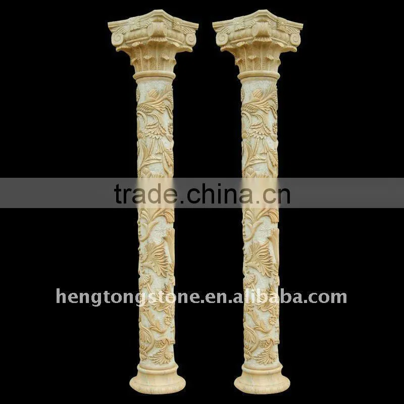 Luxurious White Marble Pillars With Figures Statue