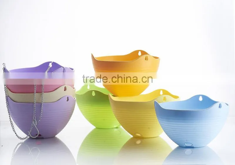 Hanging Flower Plant Pot Chain Plastic Planter Holder Indoor Outdoor Basket Gardening