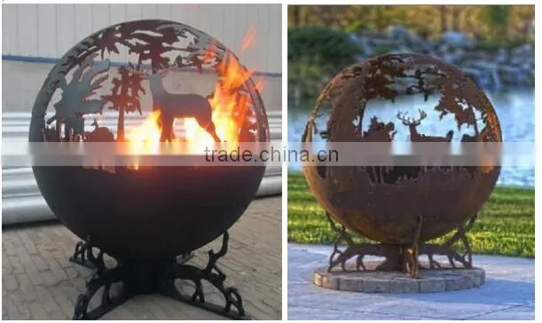 Decorative outdoor iron mild steel fire pits,china carbon steel fire ball/sculpture