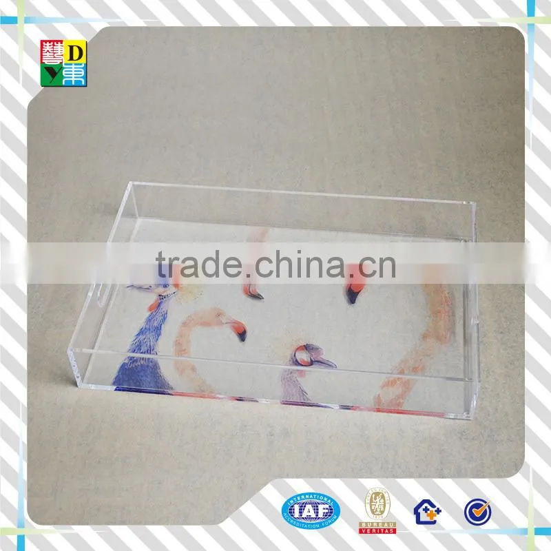 2015 acrylic food tray acrylic serving drink tray acrylic custom printed trays for hotel use PMMA material serving tray