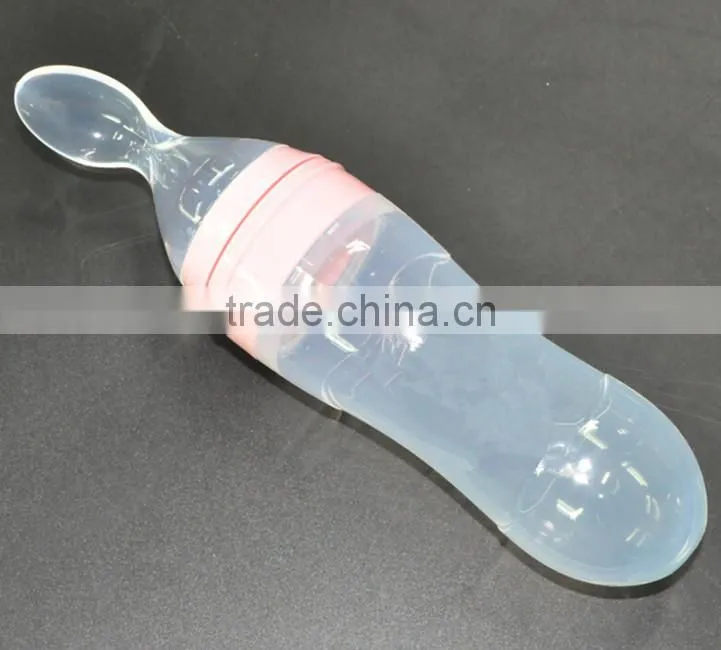 Silicone Extruding Assisted Food Feeder Weaning Spoon Feeding Bottle