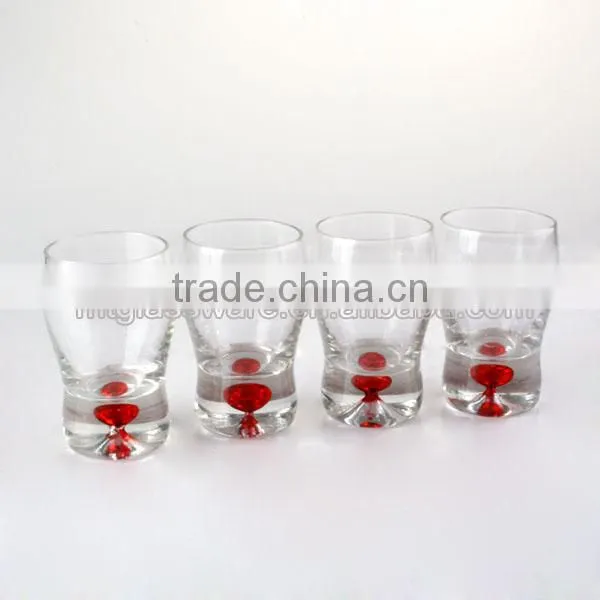 2016 newest machine made mini shot clear glass golden decal with PVC