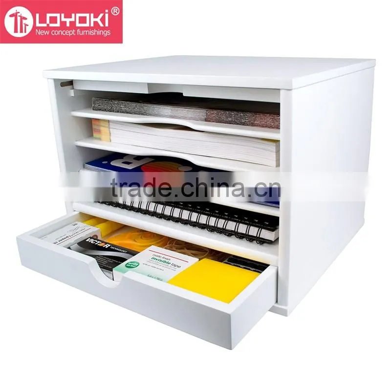 White Openwork Freestanding Book Shelf Desk Top Organization office desk organizer