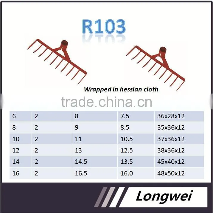 R103 Steel Material Red Paint Sprayed Farming Tools&Garden Tools Rake