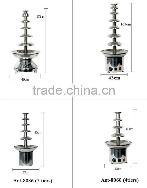 CHOCOLAZI ANT-8060 23.5" 4 tiers bowl detachable stainless steel chocolate fountain