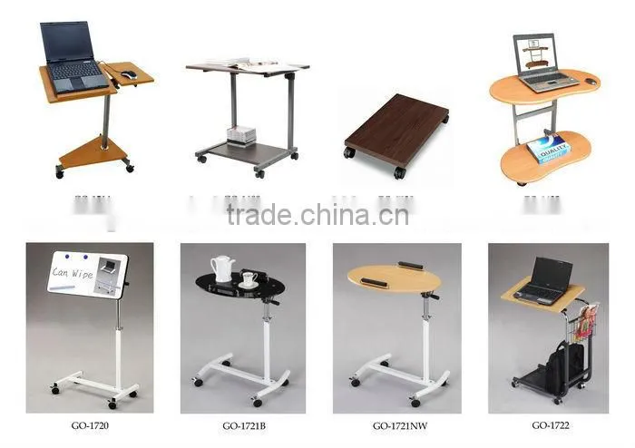 High quality office laptop table with wheels, mobile computer table cart