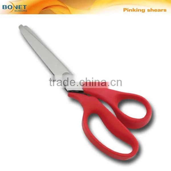 S21022 LFGB certificated 9-1/4" Pinking scissors with Orange handle cloth shears