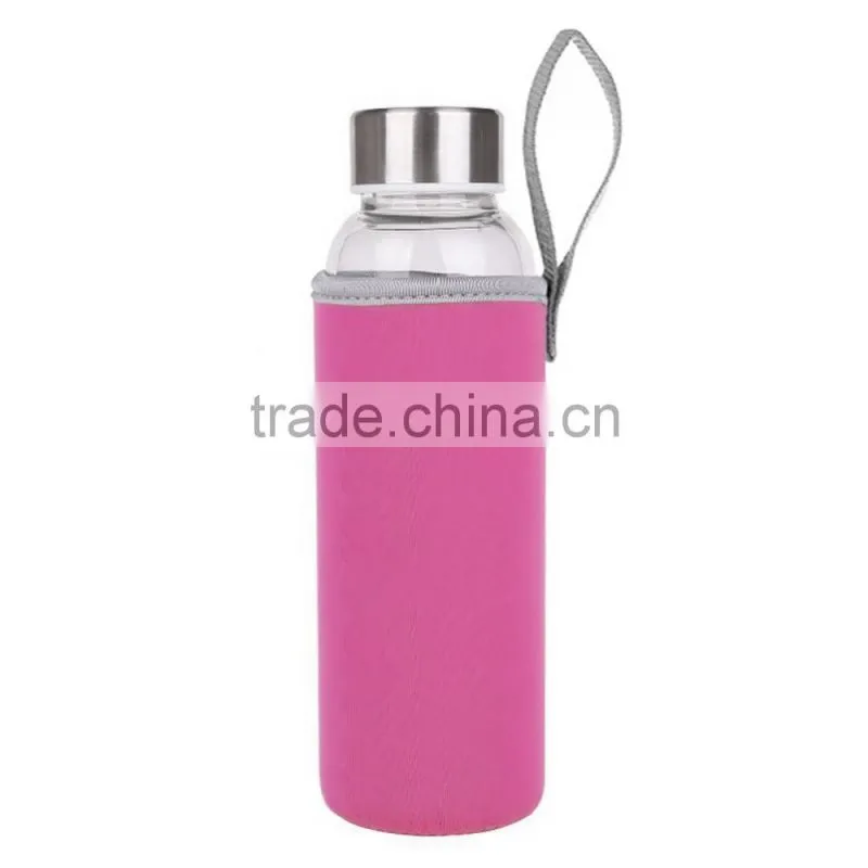 Hot Selling New Clear Glass Sport Water Bottle With Protective Bag 360ml/550ml Fruit Outdoor Bike Bottles Excellent Qualtiy