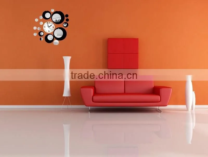 Latest decorative wall mirror clock sticker for home decoration, clockwall stickers,sitting room fashion mirror wall stickers