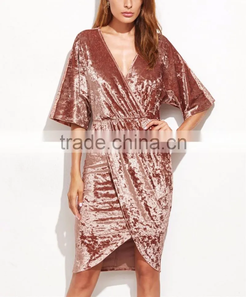 New Style Off the Shoulder Long Sleeve Flounce Layered Neckline Maxi Evening Dress Women New Sexy Fishtail Velvet Dresses