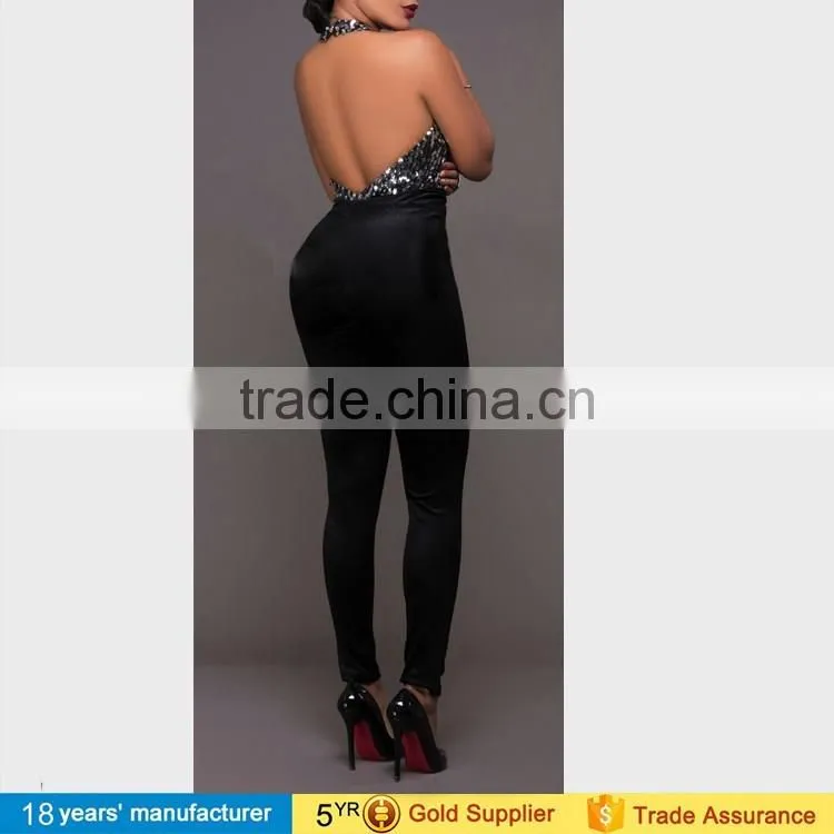 2014 new women block color BLACK WHITE tie Long plus size wide leg soft elegant women stripe evening jumpsuit OEM cheap bulk