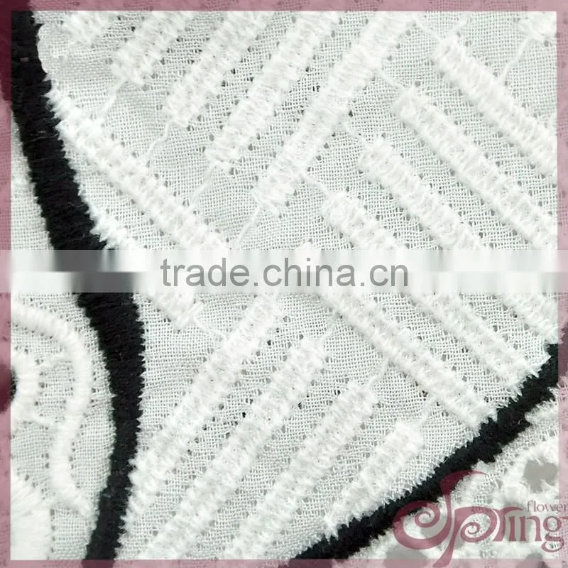 Fashion geometric hollow out cotton lace embroidery fabric for dress