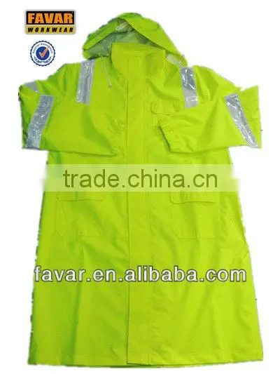 yellow safety reflective long style oxford jacket raincoat
