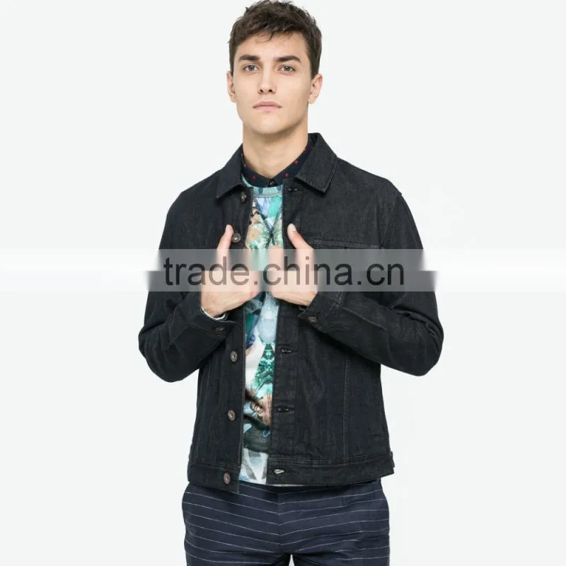 wholesale custom plain black winter man jacket denim factory price