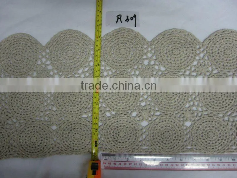 100% cotton fabric with crochet pattern
