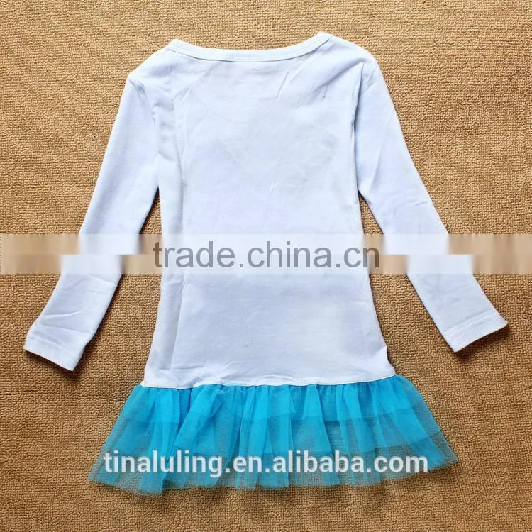 new fashion baby girls long sleeve cartoon dresses baby tulle dresses