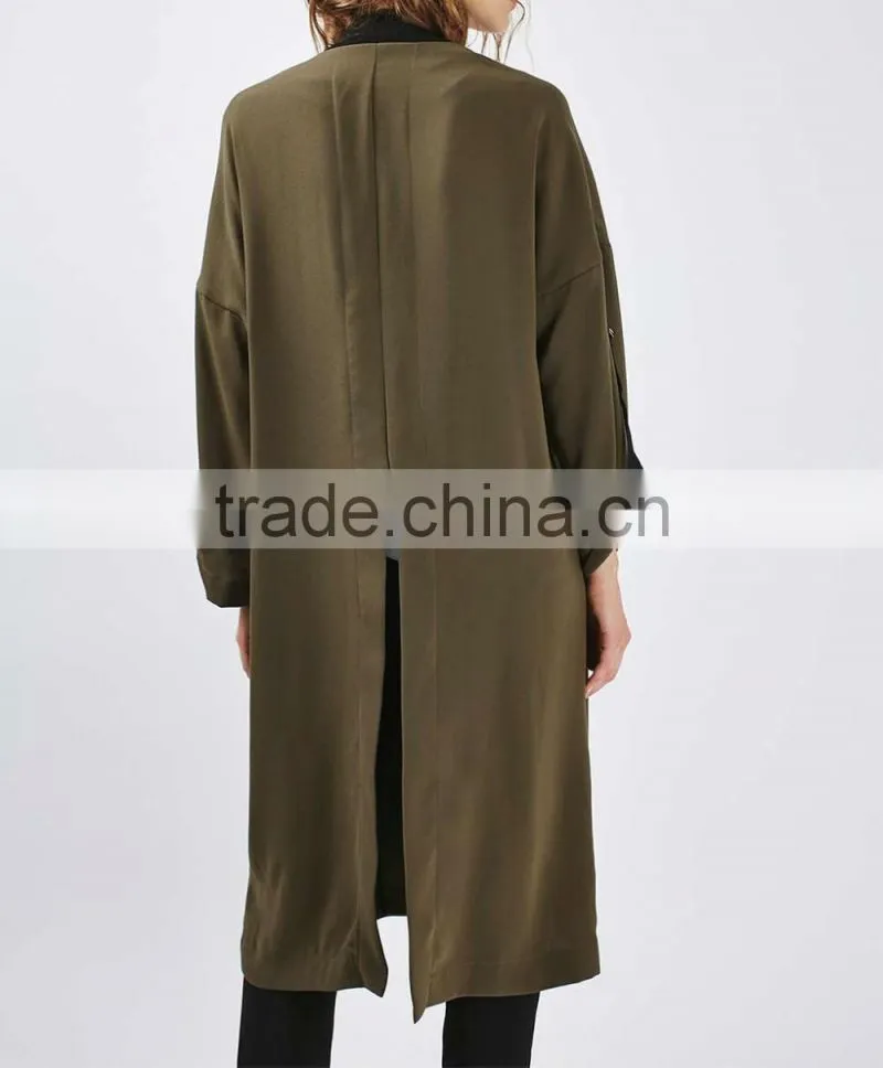 Wholan 2016 new spring polyester women fashion long duster coat and jacket