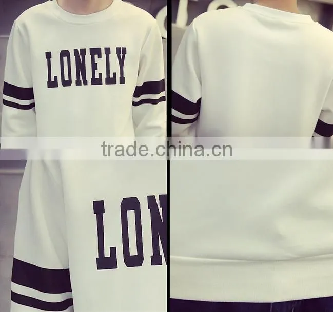 Cheap printed round neck long sleeve oversized cool men's plain printed pullover sweater hoodie