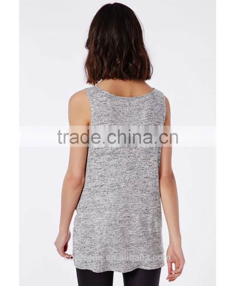 Sexy drape front sleeveless cheap lady blouse fashion women blouse 2016